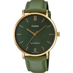Casio Ανδρικό Ρολόι με Λαδί Δερμάτινο Λουράκι MTP-VT01GL-3BUDF