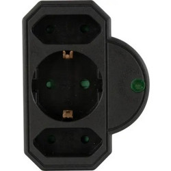 REV Plug Adapter 3-fold with Surge Protection, black