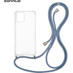 Sonique Armor Clear Θήκη Σιλικόνης με Κορδόνι Μπλε Γκρι (Motorola Moto G73 5G)