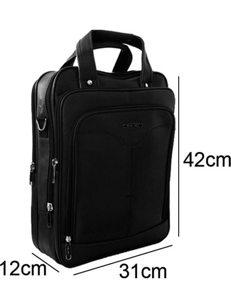Τσάντα Laptop Δερμάτινη Ώμου-Πλάτης OR&MI 15,6" 43x31x12cm Μάυρο