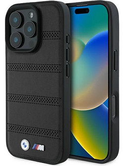 BMW M Perforated And Stitched Line MagSafe - θήκη για Apple iPhone 16 Pro - Μαύρο