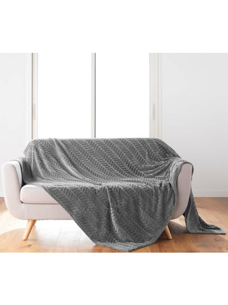 Κουβέρτα - Ριχτάρι με ζακάρ σχέδιο super soft Σχ.Arya grey 180x220cm 100% polyester
