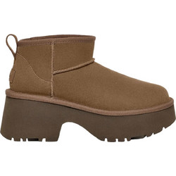 UGG Classic Ultra Mini Γυναικεία Μποτάκια Suede Γκρι με Χοντρό Χαμηλό Τακούνι και Γούνα 1158311-00K6