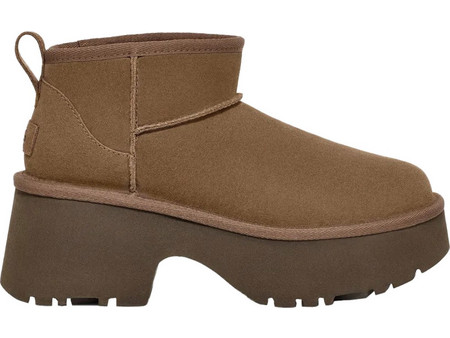 UGG Classic Ultra Mini Γυναικεία Μποτάκια Suede Γκρι με Χοντρό Χαμηλό Τακούνι και Γούνα 1158311-00K6