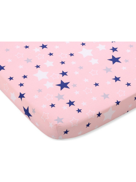 Sheet made of cotton 140x70cm pink-navy blue stars