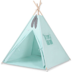 MINI Set: Teepees tent+play mat+ decorative feathers - mint