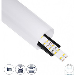 GLOBOSTAR ALP-ROUND TUBIT 70856-1M Επιφανειακό & Κρεμαστό Προφίλ Αλουμινίου με Λευκό Γαλακτερό Πατητό Κάλυμμα για Ταινίες LED IP20 - Μαύρο & Λευκό - Μ100 x Π6 x Υ6cm