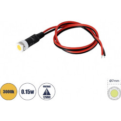 GloboStar SMD-LED 81483 Υψηλής Ισχύος SMD LED 0.12W 20lm DC 12V - Φ0.7 x Υ2.3cm - Θερμό Λευκό 3000K - Dimmable