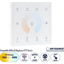 GloboStar 73160 T12 SKYDANCE Ασύρματο DMX512 Επιτοίχιο Χειριστήριο RF 2.4Ghz 4 Group για όλα τα SKYDANCE DMX512 Controller AC 100-240V Max 0.1A - IP20 Μ8.5 x Π8.5 x Υ3.5cm