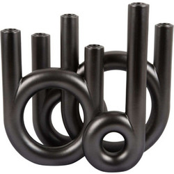 Κηροπήγιο Rings PT4157GY 13,5x32,5cm Dark Grey Present Time Πολυρεσίνη