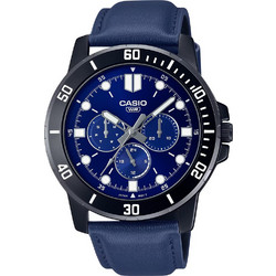 Casio Standard Ανδρικό Ρολόι Χρονογράφος με Μπλε Δερμάτινο Λουράκι MTP-VD300BL-2EUDF