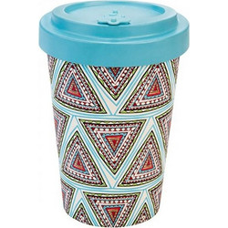 Well Ποτήρι Bamboo με Καπάκι Aztec Blue 400ml