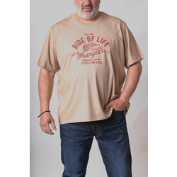 T-SHIRT WRANGLER K/Μ ΣΤΑΜΠΩΤΟ - ΜΠΕΖ