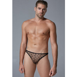 Μαύρο Ανδρικό Διάφανο Στρινγκ Με Αστέρια - Allure Luca Men's Star Thong L021 Black