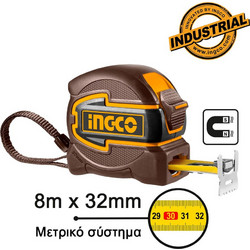 Ingco Μετροταινία με Μαγνήτη (8m x 32mm) - HSMT80832M