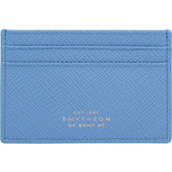 Smythson Panama Cross-Grain Leather Card Holder Nile Blue