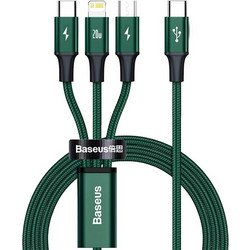 Καλώδιο Baseus Rapid Series Braided PD 3in1 USB-C σε Lightning/USB-C/microUSB 1,5m 20W (CAMLT-SC06) πράσινο