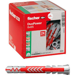Fischer 538251 DUOPOWER 8x65 nylon βύσμα για λεπτότοιχα υλικά 50 τεμ