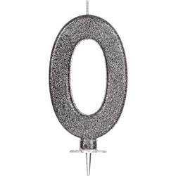 Κερί Γενεθλίων Γίγας Μαύρο με Ασημί Glitter Νο.0 - 10cm