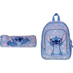 Stitch - Backpack 38x28x13 cm + Round Pencil Case (bundle)