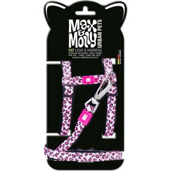 Max And Molly Σαμαράκι Γάτας με Λουρί Harness/Leash Leopard Pink/1 Size