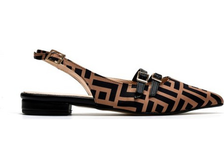 Beatris γυναικειες slingback με print 127 καφέ