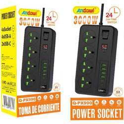 Πολύμπριζο 4 θέσεων με θύρες USB και Type-C 3000W Power Socket Andowl Q-PX990