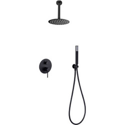 Εντοιχιζόμενο Πλήρες Σετ Λουτρού Imex Tivoli Black Matt Μίκτης 2 Εξόδων & Κώδ. Οροφής Inox O25εκ & Τηλέφωνο (GPΤ039/NG)