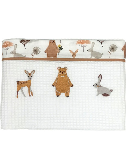 Baby Star Forest Friends Κουβέρτα Κούνιας Πικέ 100x150 Λευκή Καφέ
