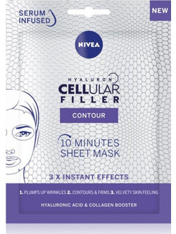 Nivea Hyaluron Cellular Filler Contour Sheet Μάσκα Προσώπου για Ενυδάτωση με Υαλουρονικό