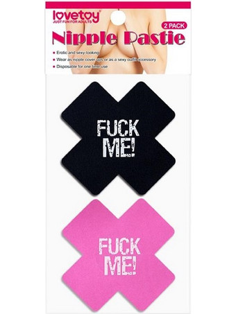 LOVETOY PACK NIPPLE COVERS CROSS BLACK AND PINK FUCK ME- LO-LV763008