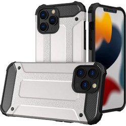 Hurtel Hybrid Armor Case Tough Rugged Cover for iPhone 13 Pro silver - (Hybrid Armor iPhone 13 6,1 PRO Silver)