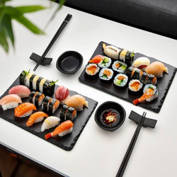Σετ Σερβιρίσματος Σούσι MikaMax Sushi Set for Two από Σχιστόλιθο για Δύο Άτομα - Black (8719481358877)