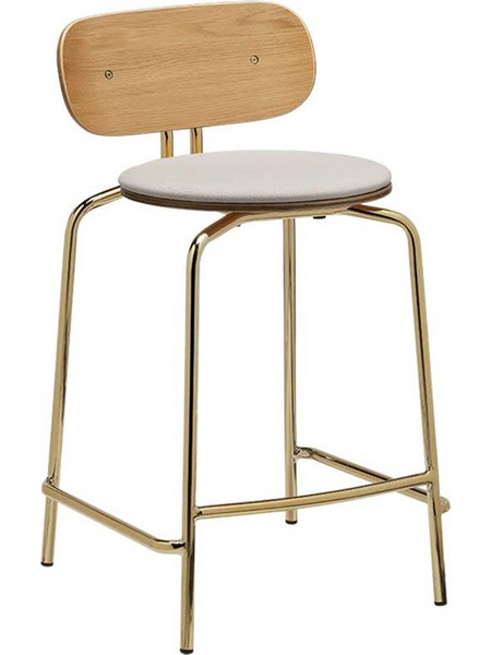 Σκαμπό Curious 5919-1C719-02 49x51x88.7cm Brass White Sands