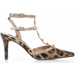 Γόβες animal print σουέτ με χρυσά τρουκς