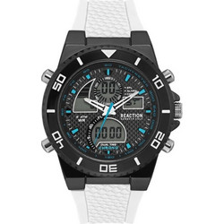 Kenneth Cole Reaction Ανδρικό Ρολόι Χρονογράφος με Λευκό Καουτσούκ Λουράκι RK50700010
