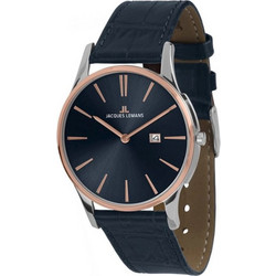 Jacques Lemans London Ανδρικό Ρολόι με Μπλε Δερμάτινο Λουράκι 1-1936G