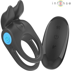 Intense Sam Vibrator Double Penis Ring 10 Vibrations Ελαστικό Δαχτυλίδι Πέους Σιλικόνης με Δόνηση Μαύρο