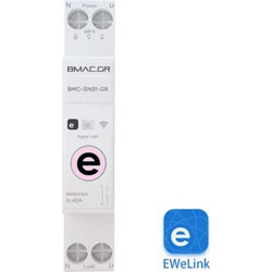 BMAC WiFi Ασφαλειοδιακόπτης 1P 63A με Ένδειξη Κατανάλωσης Ρεύματος, Συμβατό με Συσκευές Sonoff - SNS1-GR