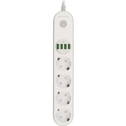 Serioux SRXP-PS44W Πολύπριζο 4 Θέσεων με USB-A