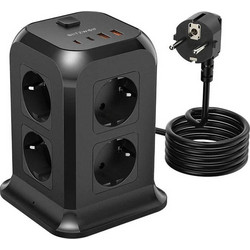 Blitzwolf BW-PC3 Πολύπριζο 8 Θέσεων 2USB 2USB-C Μαύρο