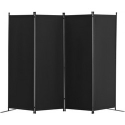 VEVOR Μαύρο Διαχωριστικό Χώρου 4 Πάνελ 228 x 45 x 172.5 cm για Ιδιωτικότητα και Στυλ BLPF88675INC18JT8V0