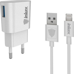 INKAX Φορτιστής με Καλώδιο Lightning με Θύρα USB-A White CD-08-IP