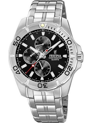 Festina Ανδρικό Ρολόι Χρονογράφος με Ασημί Μεταλλικό Μπρασελέ F20445/3