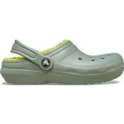Crocs Ανατομικές Χειμερινές Παιδικές Παντόφλες για Αγόρι με Γούνα Πράσινο Mint 207009-308