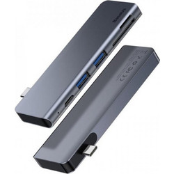 Baseus CAHUB-K0G USB Hub 3.0 USB-C με 5 Θύρες USB-A / USB-C / Card Reader & Εξωτερική Παροχή Ρεύματος