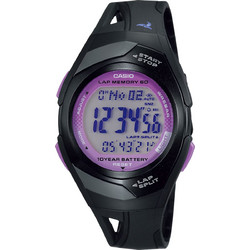Casio Sport Ψηφιακό Γυναικείο Ρολόι Χρονογράφος με Μαύρο Καουτσούκ Λουράκι STR-300-1CEG