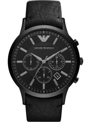 Emporio Armani Ανδρικό Ρολόι Χρονογράφος με Μαύρο Δερμάτινο Λουράκι AR2461