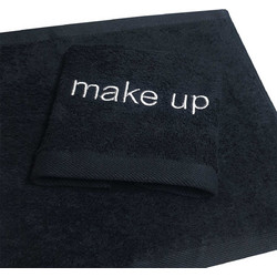 Λαβέτα με κέντημα Make Up Cotton 100% 500gr/m2 30x30 Black