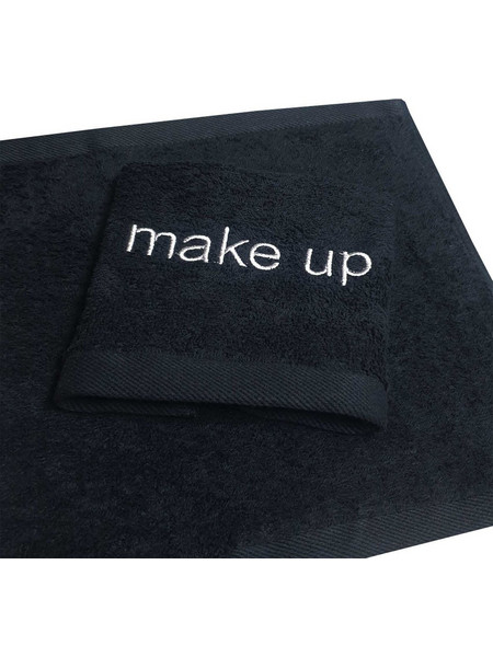 Λαβέτα με κέντημα Make Up Cotton 100% 500gr/m2 30x30 Black